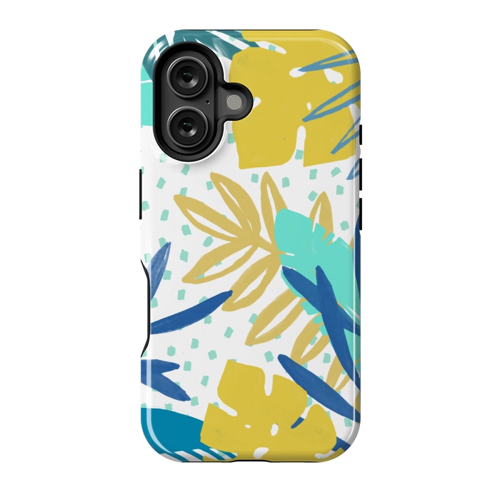 iPhone 16 StrongFit Playful colorful jungle leaves by Oana 