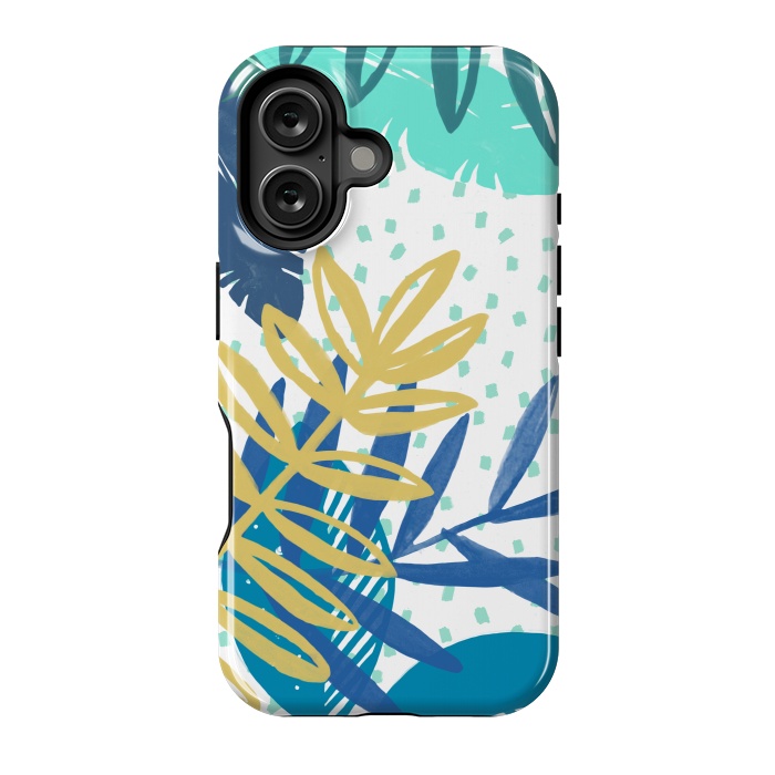 iPhone 16 StrongFit Spotted modern tropical leaves by Oana 