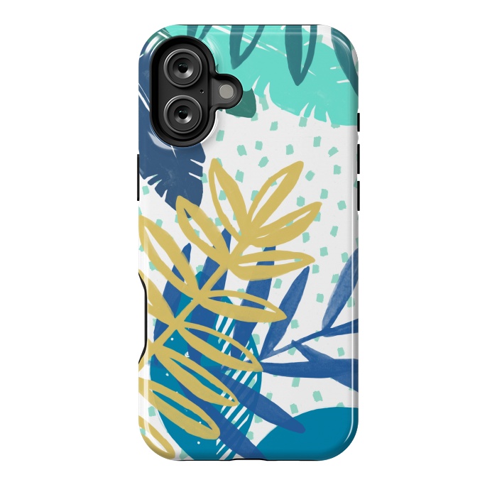 iPhone 16 Plus StrongFit Spotted modern tropical leaves by Oana 