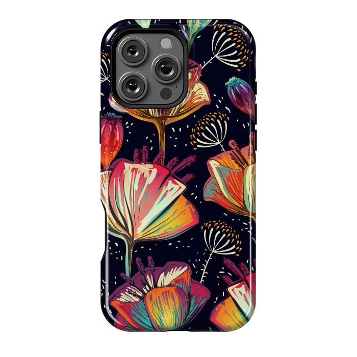 iPhone 16 Pro Max StrongFit Colorful Seamless Vector Pattern with Flowers and Plants by ArtsCase