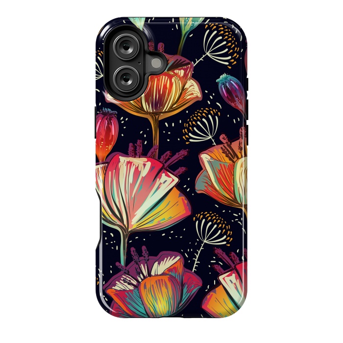 iPhone 16 Plus StrongFit Colorful Seamless Vector Pattern with Flowers and Plants by ArtsCase