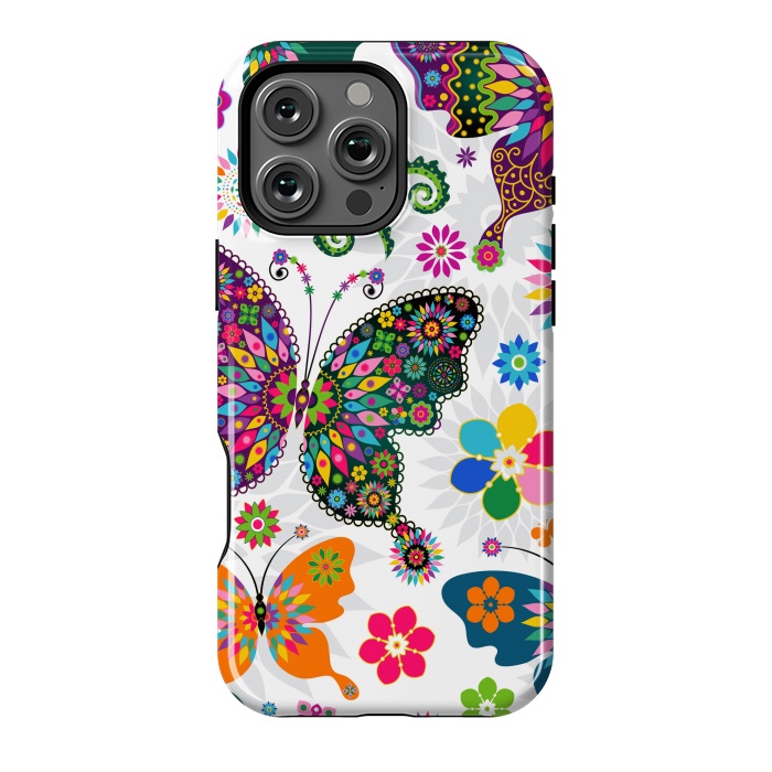 iPhone 16 Pro Max StrongFit Cute Butterflies and Flowers in Different Colors by ArtsCase