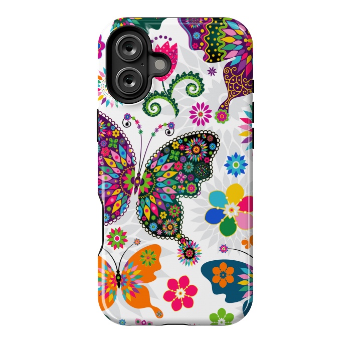 iPhone 16 Plus StrongFit Cute Butterflies and Flowers in Different Colors by ArtsCase