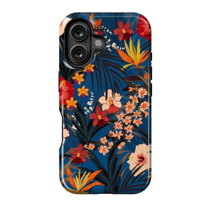 iPhone 16 StrongFit Fashionable Tropical Environment with Deep Jungle Plants by ArtsCase