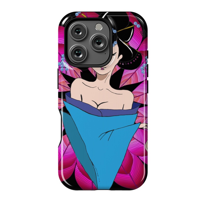 iPhone 16 Pro StrongFit Geisha Girl with Lantern on Leaves by ArtsCase