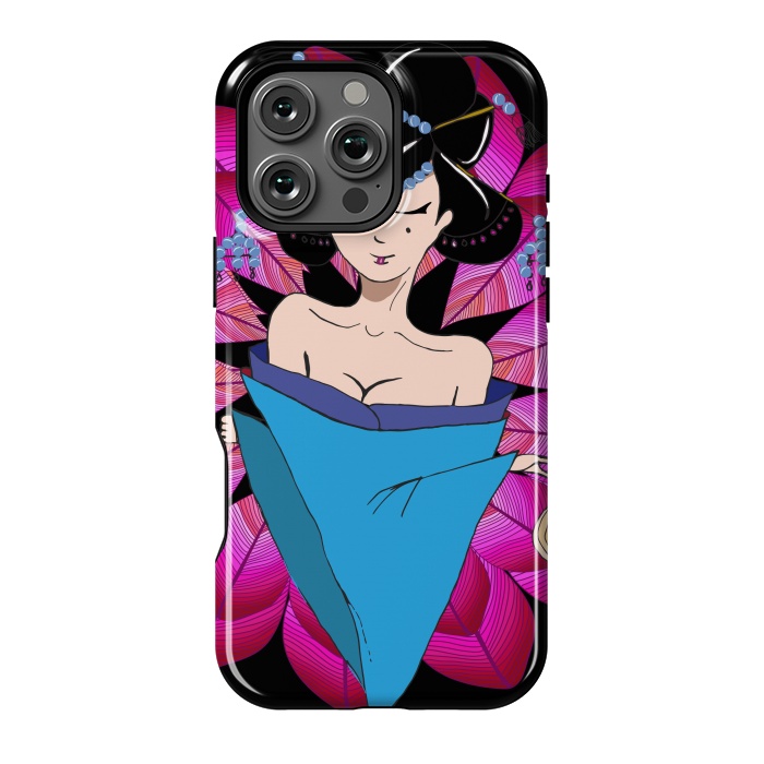 iPhone 16 Pro Max StrongFit Geisha Girl with Lantern on Leaves by ArtsCase