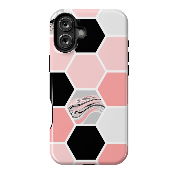 iPhone 16 Plus StrongFit Geometric Stretch Pattern with Hexagonal by ArtsCase