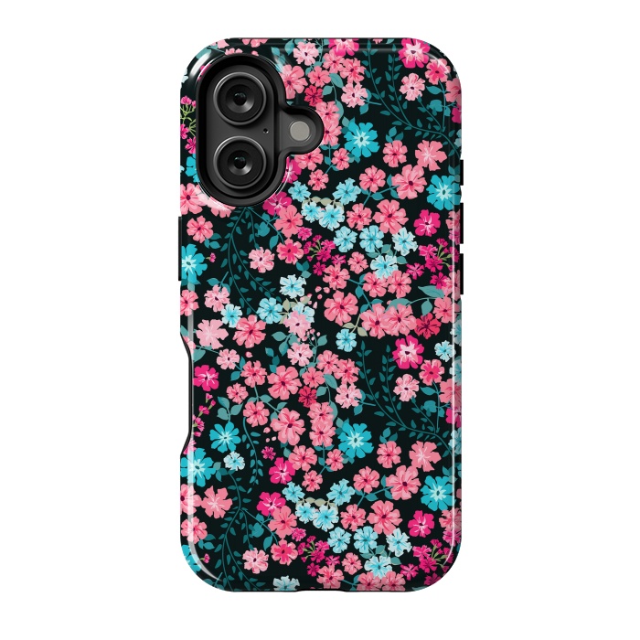 iPhone 16 StrongFit Gorgeous Bright Pattern in Small Garden Flowers by ArtsCase