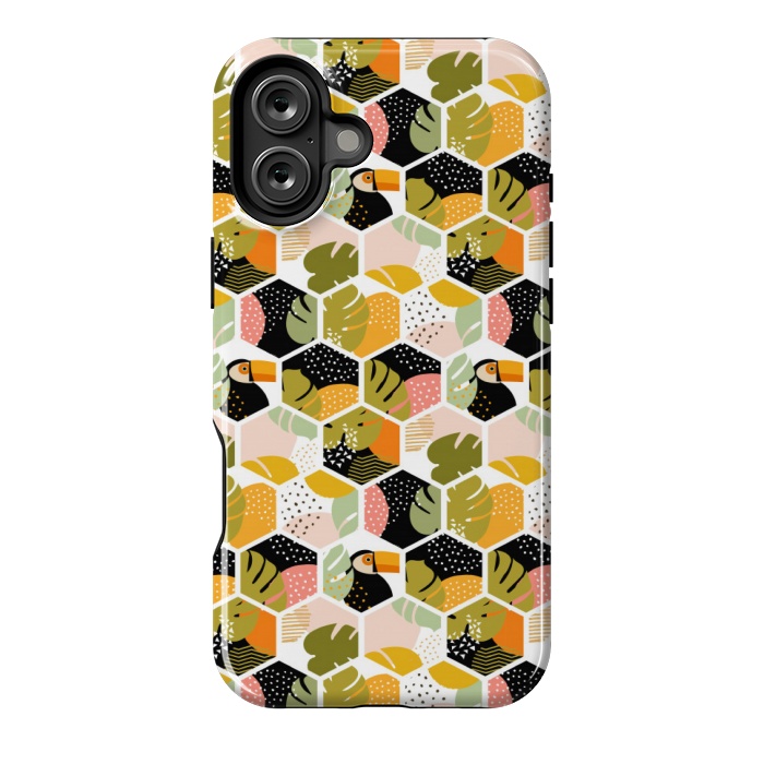 iPhone 16 Plus StrongFit web cob tropical pattern by MALLIKA