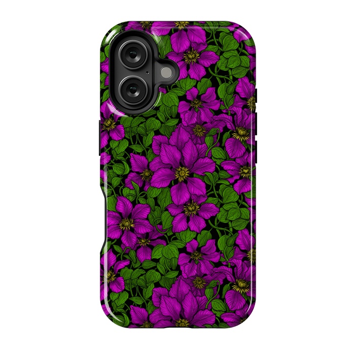 iPhone 16 StrongFit Pink Clematis vine by Katerina Kirilova