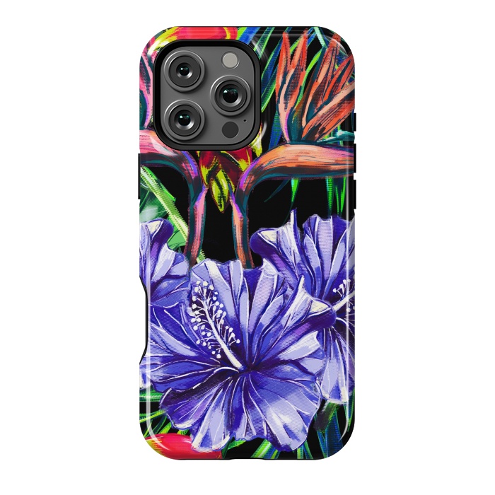 iPhone 16 Pro Max StrongFit Beautiful Floral Jungle Background with Colorful Tropical by ArtsCase