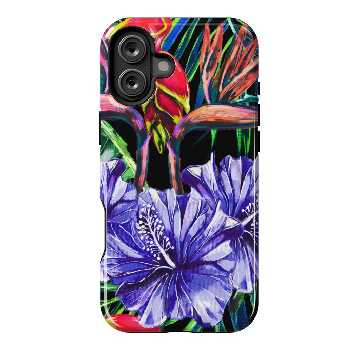 iPhone 16 Plus StrongFit Beautiful Floral Jungle Background with Colorful Tropical by ArtsCase