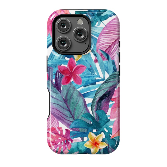 iPhone 16 Pro StrongFit Exotic Leaves and Flower Background by ArtsCase