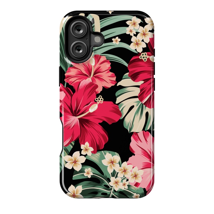 iPhone 16 Plus StrongFit Exotic Tropical Hawaiian Hibiscus Flowers and Palms by ArtsCase