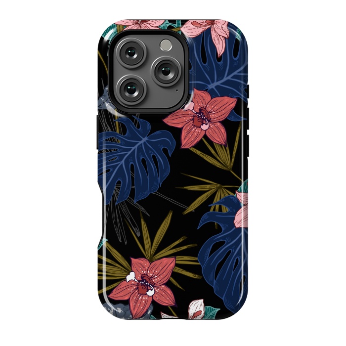 iPhone 16 Pro StrongFit Tropical Plants, Flowers and Leaves Seamless Pattern 12 by ArtsCase