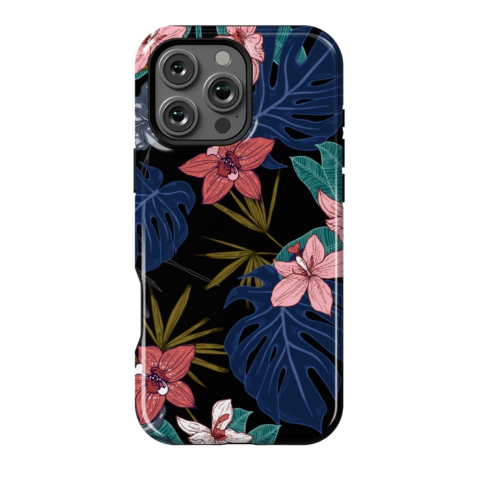 iPhone 16 Pro Max StrongFit Tropical Plants, Flowers and Leaves Seamless Pattern 12 by ArtsCase