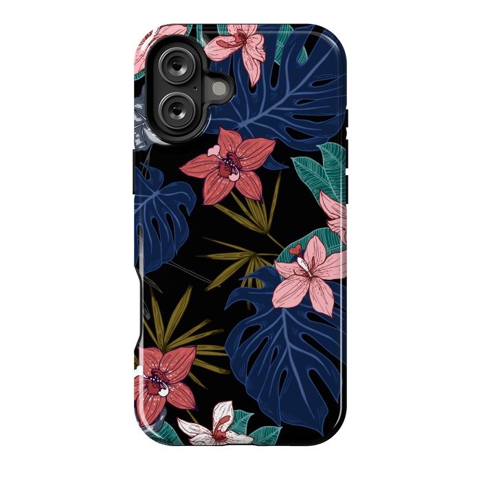 iPhone 16 Plus StrongFit Tropical Plants, Flowers and Leaves Seamless Pattern 12 by ArtsCase