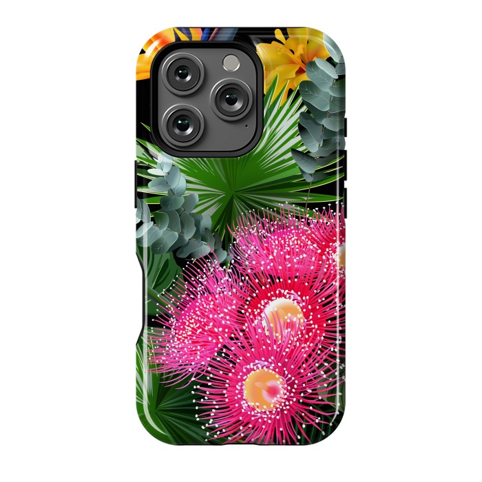 iPhone 16 Pro StrongFit Tropical Flowers and Leaves, Seamless Pattern by ArtsCase