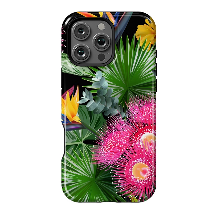 iPhone 16 Pro Max StrongFit Tropical Flowers and Leaves, Seamless Pattern by ArtsCase