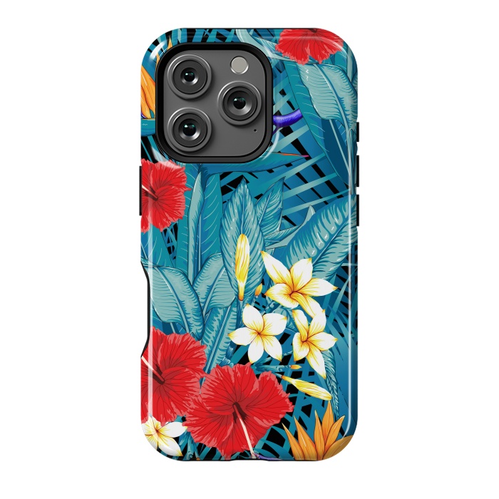 iPhone 16 Pro StrongFit Tropical Flowers Hibiscus Frangipani Heliconias by ArtsCase