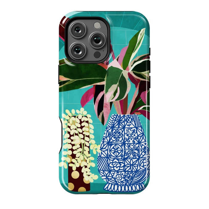 iPhone 16 Pro Max StrongFit Moroccan Shelfie | Tropical Teal Plants Botanical | Exotic Modern Bohemian Eclectic Décor  by Uma Prabhakar Gokhale