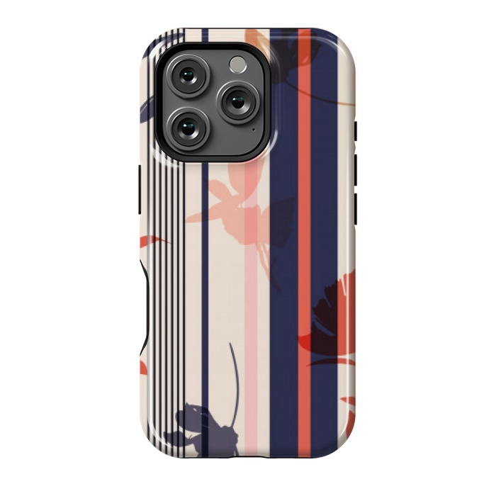 iPhone 16 Pro StrongFit stripes leaf floral pattern by MALLIKA