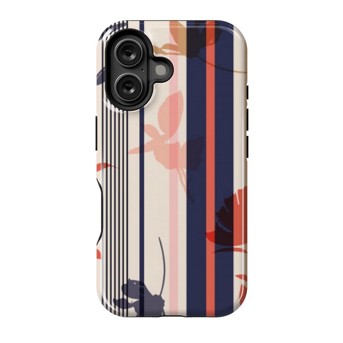 iPhone 16 StrongFit stripes leaf floral pattern by MALLIKA