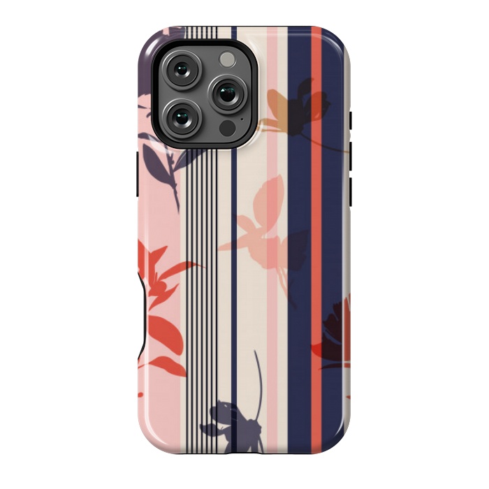 iPhone 16 Pro Max StrongFit stripes leaf floral pattern by MALLIKA