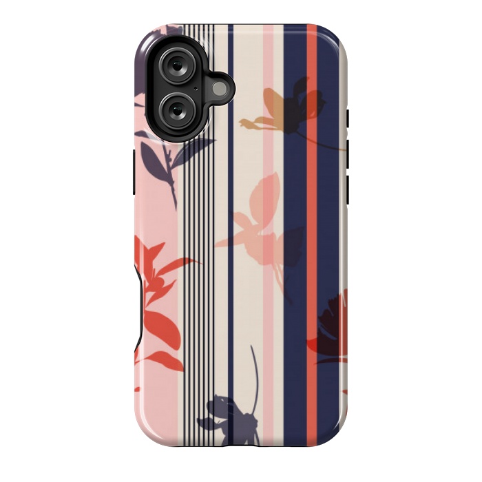 iPhone 16 Plus StrongFit stripes leaf floral pattern by MALLIKA