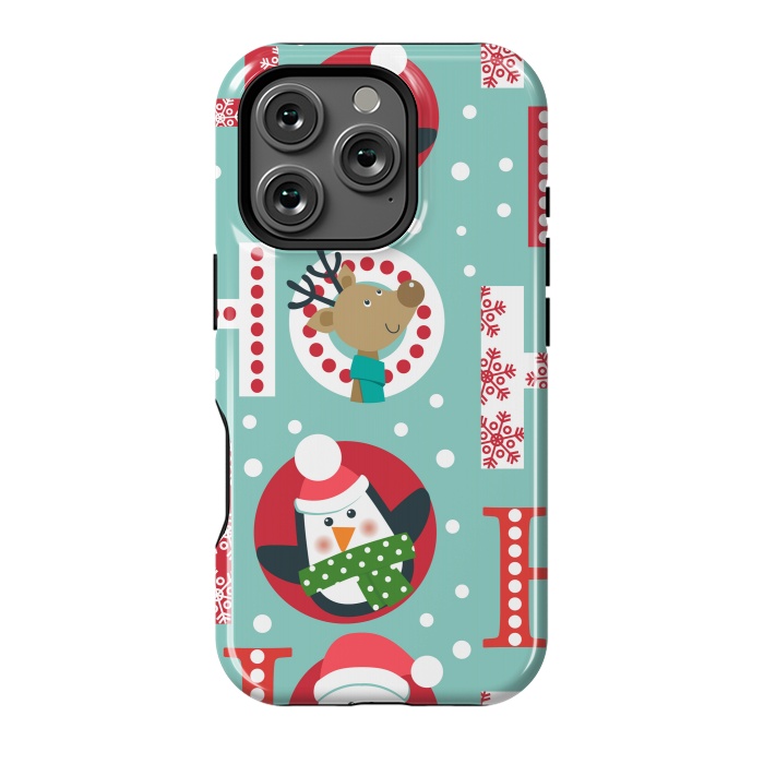 iPhone 16 Pro StrongFit Christmas Pattern with Santa Deer Penguin and Snowman by ArtsCase