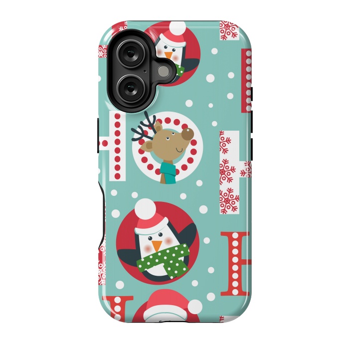 iPhone 16 StrongFit Christmas Pattern with Santa Deer Penguin and Snowman by ArtsCase