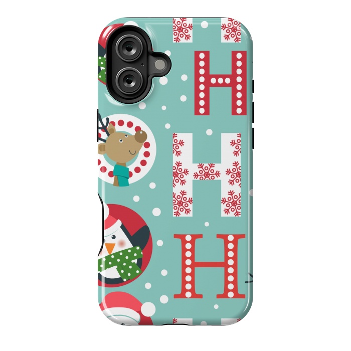 iPhone 16 Plus StrongFit Christmas Pattern with Santa Deer Penguin and Snowman by ArtsCase