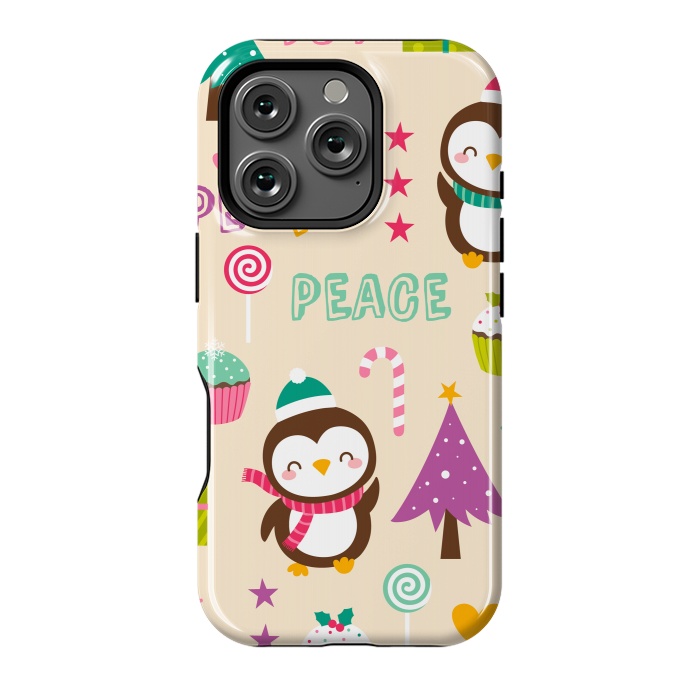 iPhone 16 Pro StrongFit Colorful Cute Penguin and Pecorative Elements for Christmas by ArtsCase