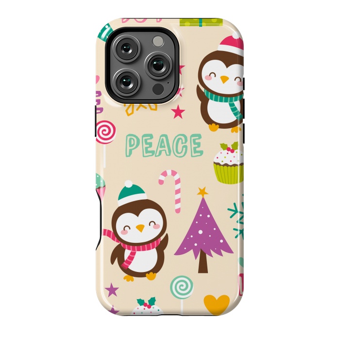 iPhone 16 Pro Max StrongFit Colorful Cute Penguin and Pecorative Elements for Christmas by ArtsCase