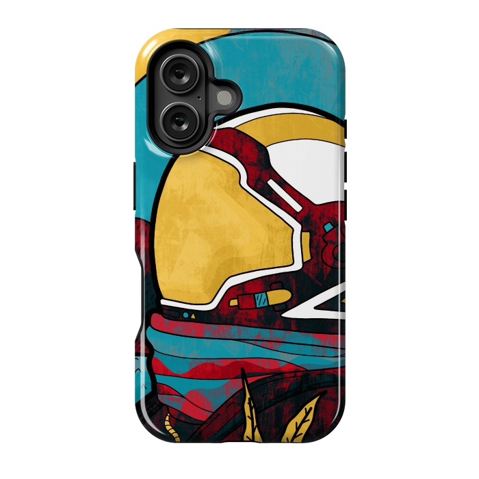 iPhone 16 StrongFit The yellow astronaut explorer by Steve Wade (Swade)