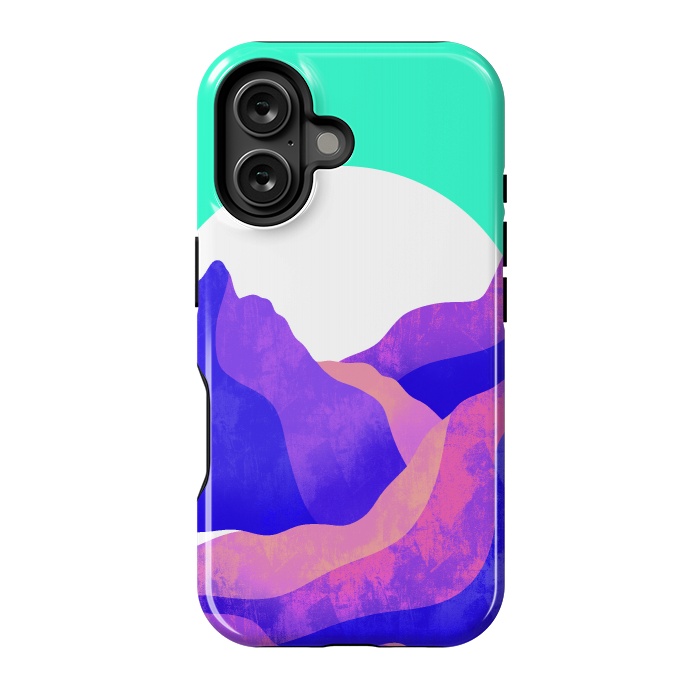 iPhone 16 StrongFit Purple textured mountains by Steve Wade (Swade)