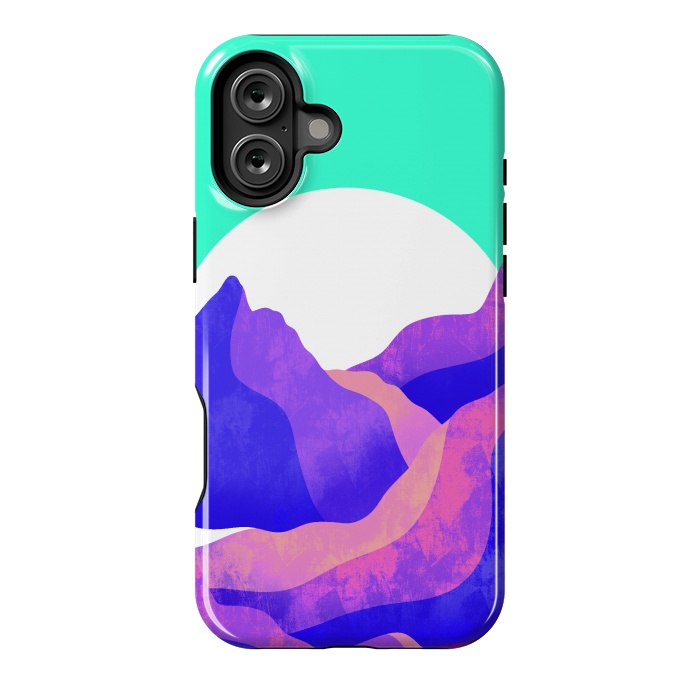 iPhone 16 Plus StrongFit Purple textured mountains by Steve Wade (Swade)