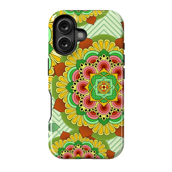 iPhone 16 StrongFit Mandala African Zen Floral Ethnic Art Textile by ArtsCase