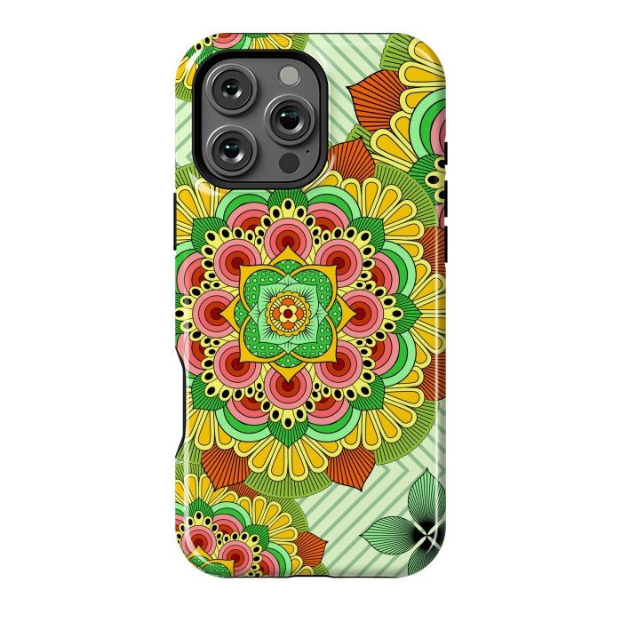 iPhone 16 Pro Max StrongFit Mandala African Zen Floral Ethnic Art Textile by ArtsCase