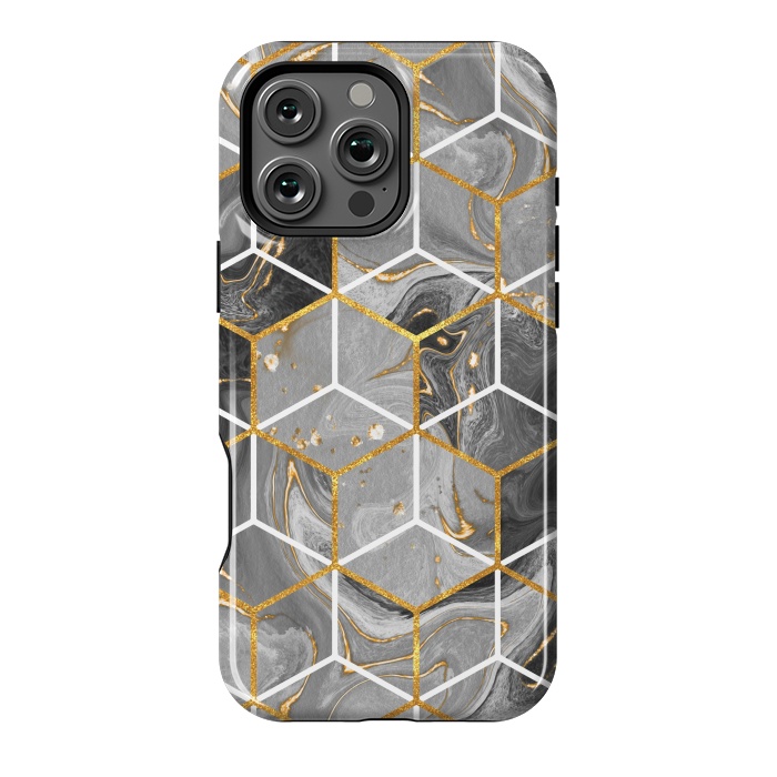 iPhone 16 Pro Max StrongFit Marble Hexagon by ArtsCase