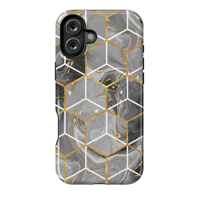 iPhone 16 Plus StrongFit Marble Hexagon by ArtsCase