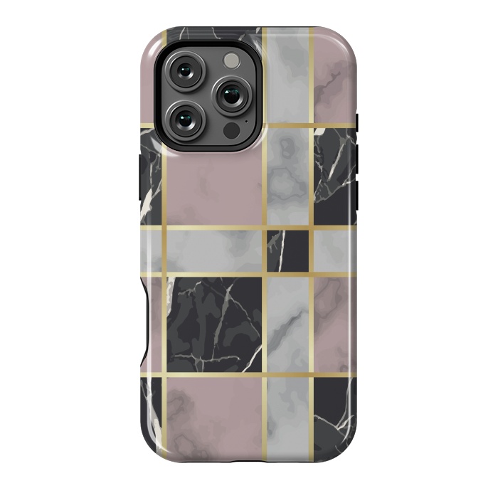 iPhone 16 Pro Max StrongFit Marble Repeat Marbling Surface with Gold by ArtsCase