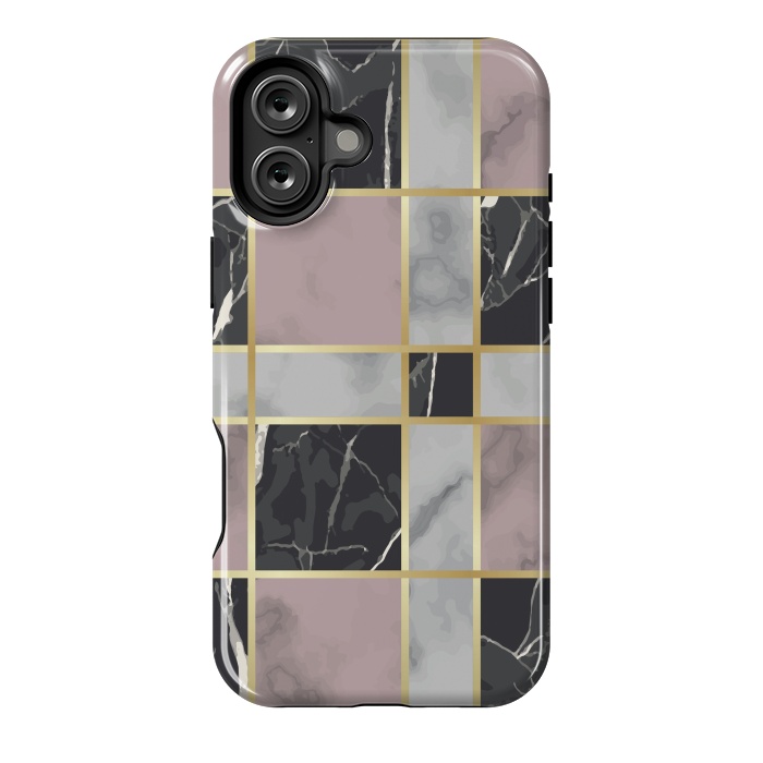 iPhone 16 Plus StrongFit Marble Repeat Marbling Surface with Gold by ArtsCase