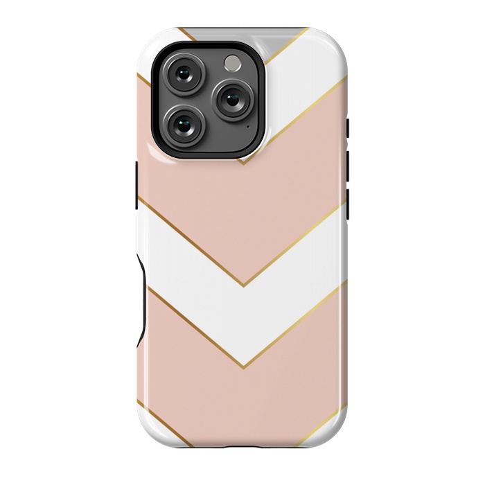 iPhone 16 Pro StrongFit Marble with Geometric Design Golden I by ArtsCase