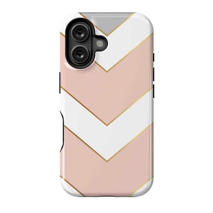 iPhone 16 StrongFit Marble with Geometric Design Golden I by ArtsCase