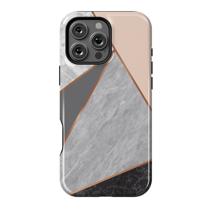 iPhone 16 Pro Max StrongFit Modern Geometric Minimalist with Marble Texture by ArtsCase