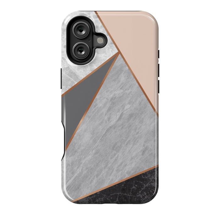 iPhone 16 Plus StrongFit Modern Geometric Minimalist with Marble Texture by ArtsCase