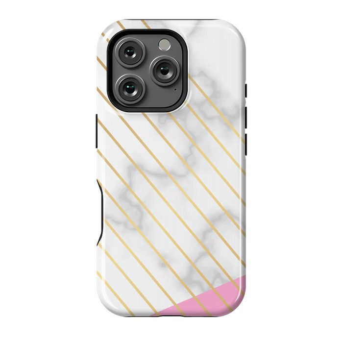 iPhone 16 Pro StrongFit Modern Marble Design Pink and Gray by ArtsCase