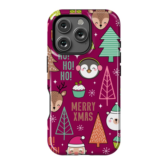 iPhone 16 Pro StrongFit Pine Trees and Christmas Elements Seamless Pattern by ArtsCase