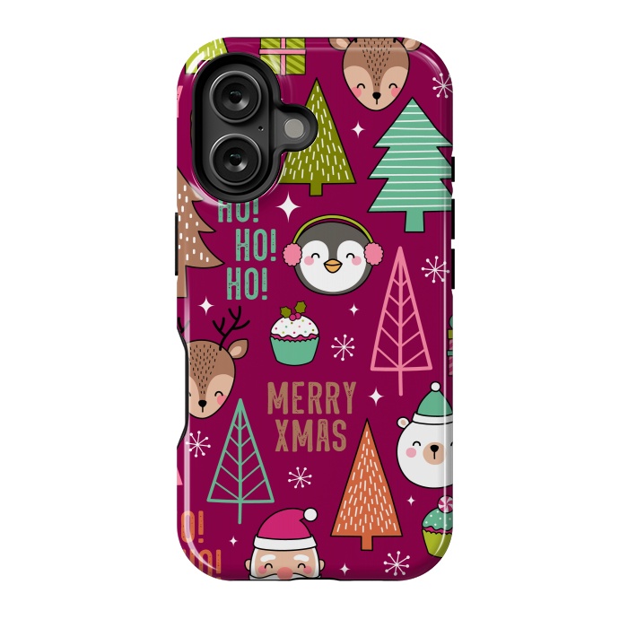 iPhone 16 StrongFit Pine Trees and Christmas Elements Seamless Pattern by ArtsCase